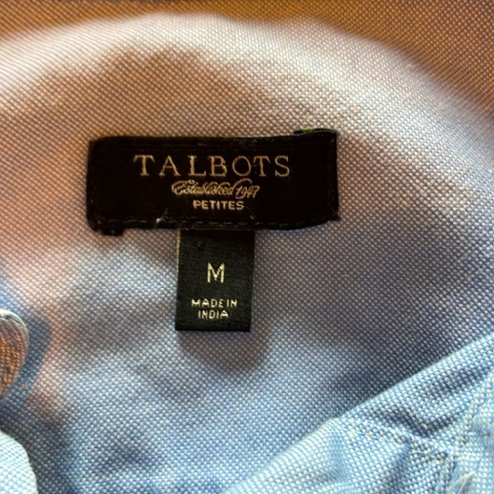 Talbots Chambray 1/4 Button Pullover With Silver … - image 4
